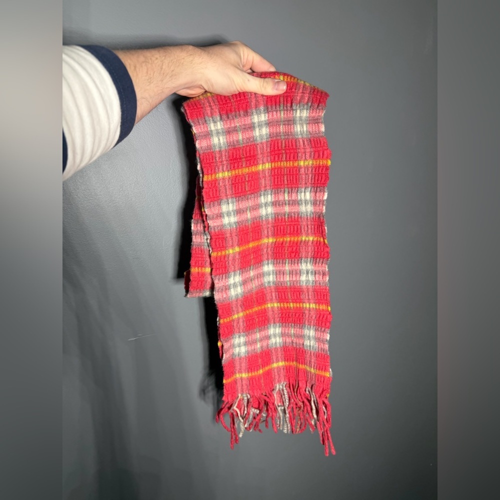 Burberry Cashmere Wool Blend Plaid Print Scarf